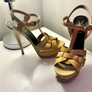 Authentic YSL Tribute Heels - Sand - Size 7.5